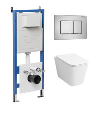 Комплект 3 в 1: Grossman инсталляция 900.K31.01.000+клавиша 700.K31.04.12M.12M хром сатиновый+унитаз GR-4441S