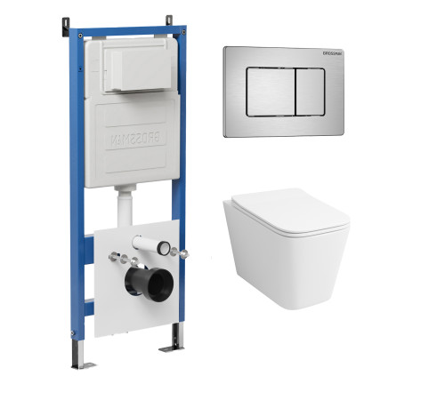 Комплект 3 в 1: Grossman инсталляция 900.K31.01.000+клавиша 700.K31.04.12M.12M хром сатиновый+унитаз GR-4441S