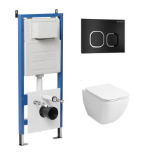 Комплект 3 в 1: Grossman инсталляция 900.K31.01.000+клавиша 700.K31.02.210.210 черный матовый+унитаз GR-4447S