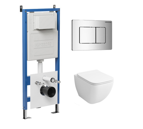 Комплект 3 в 1: Grossman инсталляция 900.K31.01.000+клавиша 700.K31.04.10M.10M хром глянцевый+унитаз GR-4447S