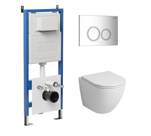 Комплект 3 в 1: Grossman инсталляция 900.K31.01.000+клавиша 700.K31.01.100.100 белый+унитаз GR-4455S