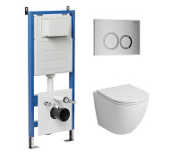 Комплект 3 в 1: Grossman инсталляция 900.K31.01.000+клавиша 700.K31.01.110.110 хром матовый+унитаз GR-4455S