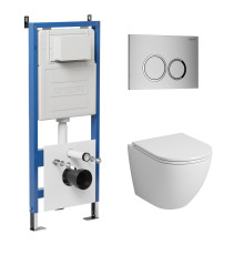 Комплект 3 в 1: Grossman инсталляция 900.K31.01.000+клавиша 700.K31.01.110.110 хром матовый+унитаз GR-4455S