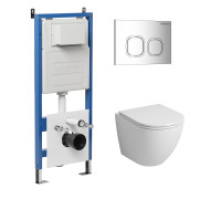 Комплект 3 в 1: Grossman инсталляция 900.K31.01.000+клавиша 700.K31.02.100.100 хром глянцевый+унитаз GR-4455SQ