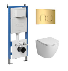 Комплект 3 в 1: Grossman инсталляция 900.K31.01.000+клавиша 700.K31.02.300.300 золото глянцевый+унитаз GR-4455S