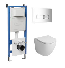 Комплект 3 в 1: Grossman инсталляция 900.K31.01.000+клавиша 700.K31.03.100.100 хром глянцевый+унитаз GR-4455S