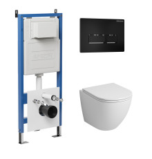 Комплект 3 в 1: Grossman инсталляция 900.K31.01.000+клавиша 700.K31.03.210.210 черный матовый+унитаз GR-4455S