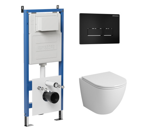 Комплект 3 в 1: Grossman инсталляция 900.K31.01.000+клавиша 700.K31.03.210.210 черный матовый+унитаз GR-4455S