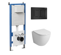 Комплект 3 в 1: Grossman инсталляция 900.K31.01.000+клавиша 700.K31.04.21M.21M черный матовый+унитаз GR-4455S