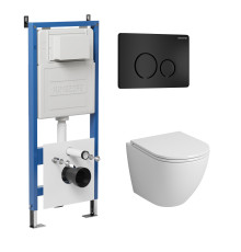 Комплект 3 в 1: Grossman инсталляция 900.K31.01.000+клавиша 700.K31.05.21M.21M черный матовый+унитаз GR-4455S