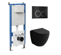 Комплект 3 в 1: Grossman инсталляция 900.K31.01.000+клавиша 700.K31.01.210.210 черный матовый+унитаз GR-4455BMSQ