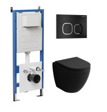 Комплект 3 в 1: Grossman инсталляция 900.K31.01.000+клавиша 700.K31.02.210.210 черный матовый+унитаз GR-4455BMSQ