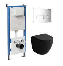 Комплект 3 в 1: Grossman инсталляция 900.K31.01.000+клавиша 700.K31.03.100.100 хром глянцевый+унитаз GR-4455BMSQ