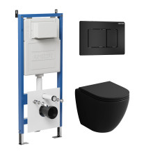 Комплект 3 в 1: Grossman инсталляция 900.K31.01.000+клавиша 700.K31.04.21M.21M черный матовый+унитаз GR-4455BMSQ
