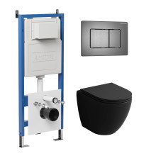 Комплект 3 в 1: Grossman инсталляция 900.K31.01.000+клавиша 700.K31.04.42M.42M графит сатиновый+унитаз GR-4455BMS