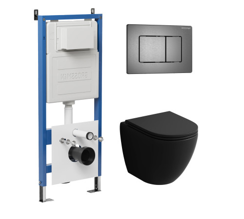 Комплект 3 в 1: Grossman инсталляция 900.K31.01.000+клавиша 700.K31.04.42M.42M графит сатиновый+унитаз GR-4455BMSQ