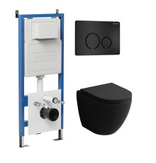 Комплект 3 в 1: Grossman инсталляция 900.K31.01.000+клавиша 700.K31.05.21M.21M черный матовый+унитаз GR-4455BMS