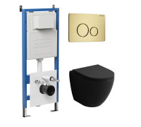 Комплект 3 в 1: Grossman инсталляция 900.K31.01.000+клавиша 700.K31.05.32M.32M золото сатиновый+унитаз GR-4455BMS