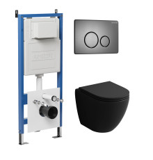 Комплект 3 в 1: Grossman инсталляция 900.K31.01.000+клавиша 700.K31.05.42M.42M графит сатиновый+унитаз GR-4455BMS