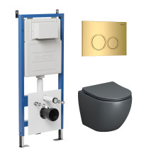 Комплект 3 в 1: Grossman инсталляция 900.K31.01.000+клавиша 700.K31.01.300.300золото глянцевый+унитаз GR-4455GMS