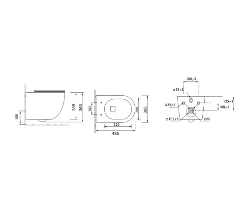 Комплект 3 в 1: Grossman инсталляция 900.K31.01.000+клавиша 700.K31.02.210.210 черный матовый+унитаз GR-4455GMS