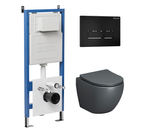 Комплект 3 в 1: Grossman инсталляция 900.K31.01.000+клавиша 700.K31.03.210.210 черный матовый+унитаз GR-4455GMS