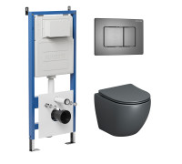 Комплект 3 в 1: Grossman инсталляция 900.K31.01.000+клавиша 700.K31.04.42M.42M графит сатиновый+унитаз GR-4455GMS