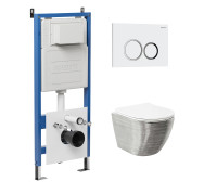 Комплект 3 в 1: Grossman инсталляция 900.K31.01.000+клавиша 700.K31.01.000.000 белый+унитаз GR-4455SWS