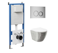 Комплект 3 в 1: Grossman инсталляция 900.K31.01.000+клавиша 700.K31.01.110.110 хром матовый+унитаз GR-4455SWS