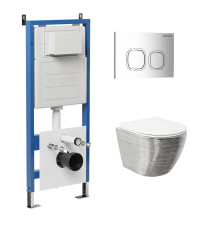 Комплект 3 в 1: Grossman инсталляция 900.K31.01.000+клавиша 700.K31.02.100.100 хром глянцевый+унитаз GR-4455SWS