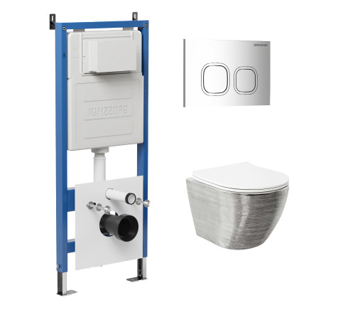 Комплект 3 в 1: Grossman инсталляция 900.K31.01.000+клавиша 700.K31.02.100.100 хром глянцевый+унитаз GR-4455SWS