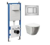 Комплект 3 в 1: Grossman инсталляция 900.K31.01.000+клавиша 700.K31.04.12M.12Mхром сатиновый+унитаз GR-4455SWS