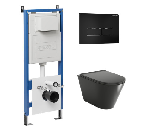 Комплект 3 в 1: Grossman инсталляция 900.K31.01.000+клавиша 700.K31.03.210.210 черный матовый+унитаз GR-4477BMS