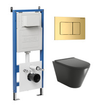 Комплект 3 в 1: Grossman инсталляция 900.K31.01.000+клавиша 700.K31.04.30M.30M золото глянцевый+унитаз GR-4477BMS