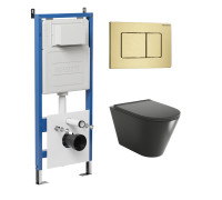 Комплект 3 в 1: Grossman инсталляция 900.K31.01.000+клавиша 700.K31.04.32M.32M золото сатиновый+унитаз GR-4477BMS