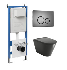 Комплект 3 в 1: Grossman инсталляция 900.K31.01.000+клавиша 700.K31.05.42M.42M графит сатиновый+унитаз GR-4477BMS