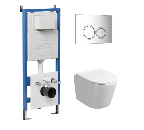 Комплект 3 в 1: Grossman инсталляция 900.K31.01.000+клавиша 700.K31.01.100.100 хром глянцевый+унитаз GR-4477SQ