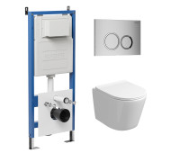 Комплект 3 в 1: Grossman инсталляция 900.K31.01.000+клавиша 700.K31.01.110.110 хром матовый+унитаз GR-4477SQ