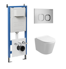 Комплект 3 в 1: Grossman инсталляция 900.K31.01.000+клавиша 700.K31.02.110.110 хром матовый+унитаз GR-4477SQ