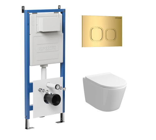 Комплект 3 в 1: Grossman инсталляция 900.K31.01.000+клавиша 700.K31.02.300.300 золото глянцевый+унитаз GR-4477S