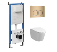 Комплект 3 в 1: Grossman инсталляция 900.K31.01.000+клавиша 700.K31.02.310.310 золото матовый+унитаз GR-4477SQ