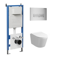 Комплект 3 в 1: Grossman инсталляция 900.K31.01.000+клавиша 700.K31.03.110.110 хром матовый+унитаз GR-4477SQ