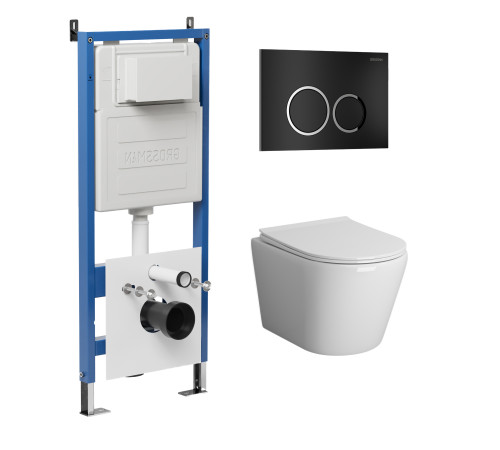 Комплект 3 в 1: Grossman инсталляция 900.K31.01.000+клавиша 700.K31.01.210.210 черный матовый+унитаз GR-4478S