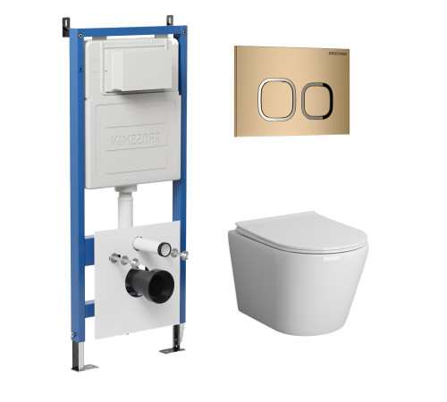 Комплект 3 в 1: Grossman инсталляция 900.K31.01.000+клавиша 700.K31.02.310.310 золото матовый+унитаз GR-4478S