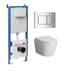 Комплект 3 в 1: Grossman инсталляция 900.K31.01.000+клавиша 700.K31.04.10M.10M хром глянцевый+унитаз GR-4478S