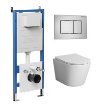 Комплект 3 в 1: Grossman инсталляция 900.K31.01.000+клавиша 700.K31.04.12M.12M хром сатиновый+унитаз GR-4478S