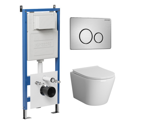 Комплект 3 в 1: Grossman инсталляция 900.K31.01.000+клавиша 700.K31.05.12M.12M хром сатиновый+унитаз GR-4478S