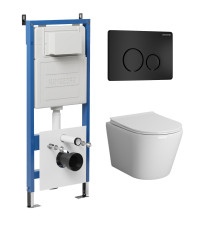 Комплект 3 в 1: Grossman инсталляция 900.K31.01.000+клавиша 700.K31.05.21M.21M черный матовый+унитаз GR-4478S