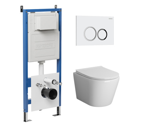 Комплект 3 в 1: Grossman инсталляция 900.K31.01.000+клавиша 700.K31.01.000.000 белый+унитаз GR-4478SQ