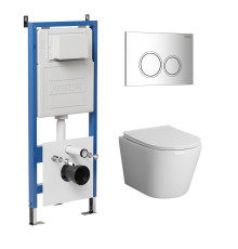 Комплект 3 в 1: Grossman инсталляция 900.K31.01.000+клавиша 700.K31.01.100.100 хром глянцевый+унитаз GR-4478SQ